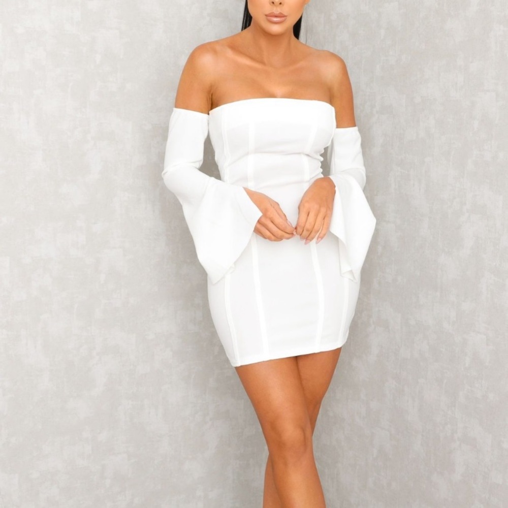 White Exposed Seams Bandeau Dress